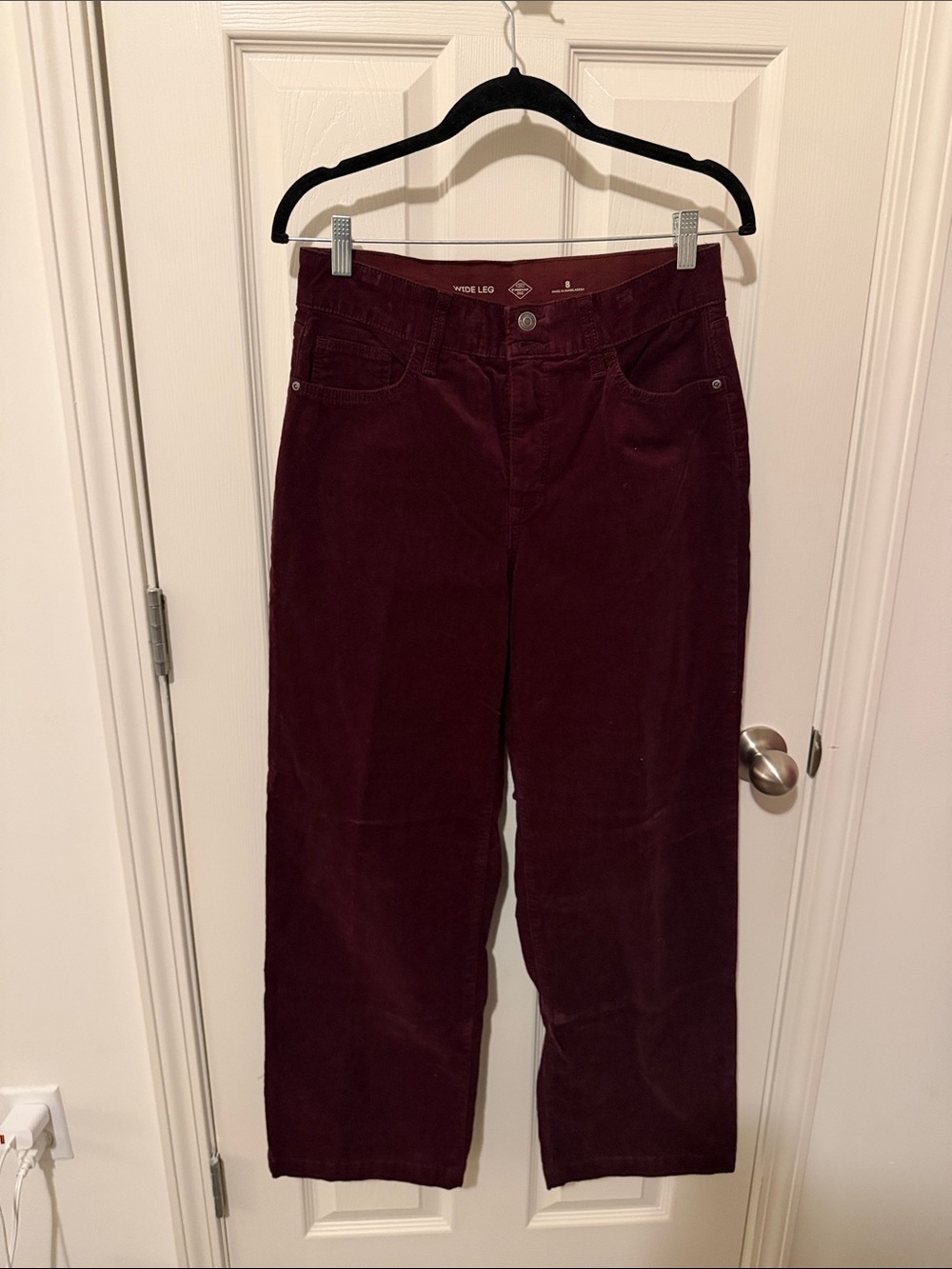 Wide Leg Women's Corduroy Pants in Burgundy